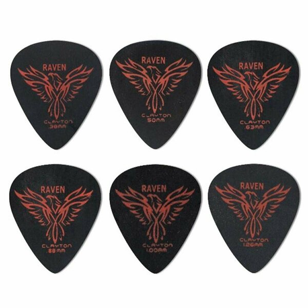 Clayton Raven Standard Guitar Picks- Black - 0.63 mm, 72PK BS63